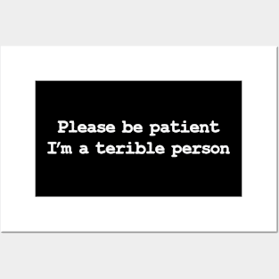 Please Be Patient I'm A Terible Person Posters and Art